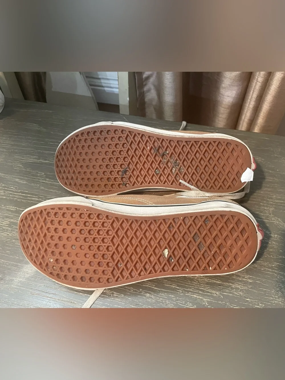 Vans Suede Low-Top Sneakers in Light Brown tan with White Stripe